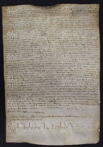 12 B.7.XIIr, Investitura fatta da Varino vescovo a favore di Gosberto e di Pietro Rozoni da Polinago, Modena, [1012-1013, dic. 29-30]